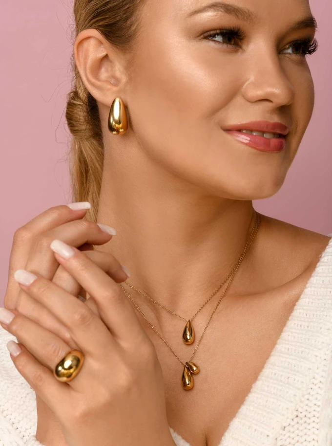 Naszyjnik dmuchane, krople, łezki, złoty S305008Z00