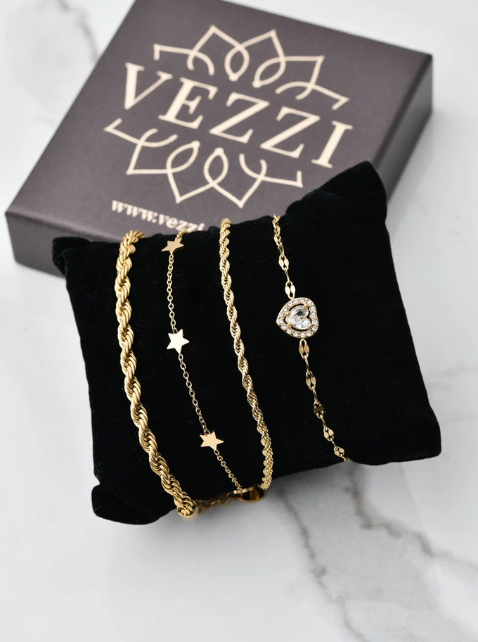 [Zestaw] Bransoletka kryształowe serduszko, złoty S105022Z00