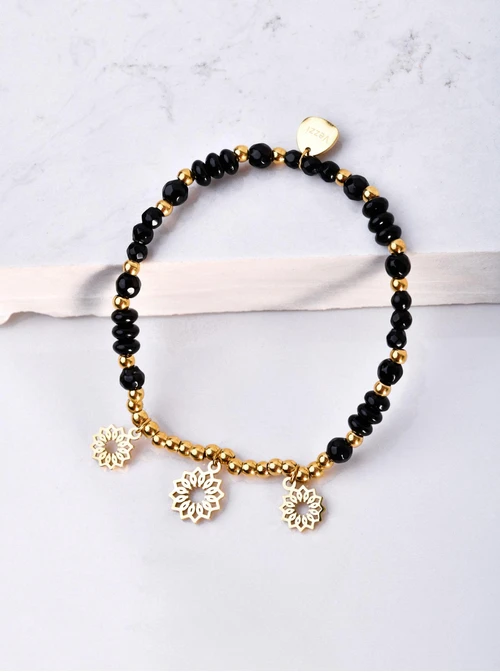 Bransoletka Rozeta Vezzi, Obsydian, złoty S104859Z01