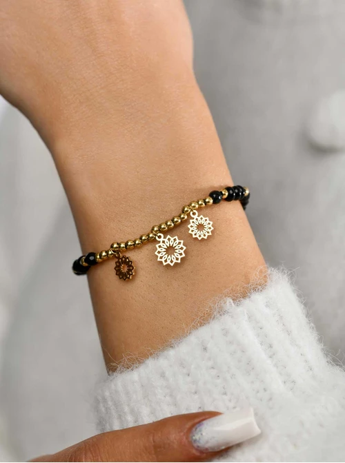 Bransoletka Rozeta Vezzi, Obsydian, złoty S104859Z01