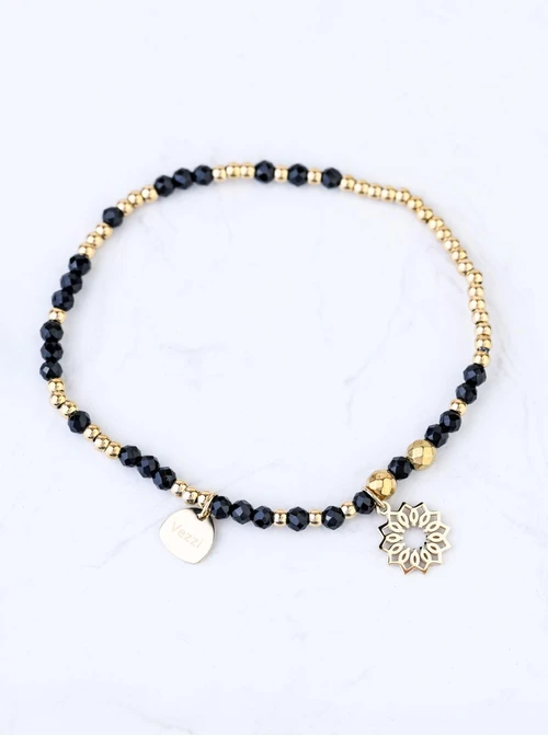 Bransoletka Rozeta Vezzi, czarne kryształki, złoty S105209Z01