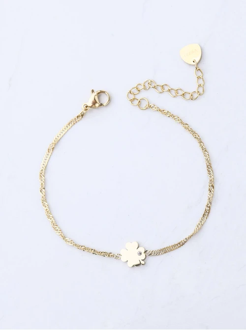 Bransoletka koniczynka z kryształkiem, złoty S104948Z00