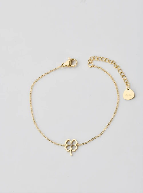 Bransoletka koniczynka z kryształkiem, złoty S104953Z00