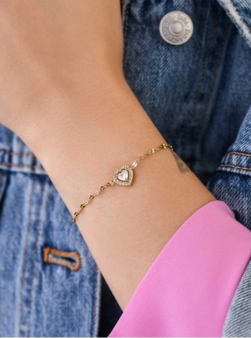 Bransoletka kryształowe serduszko, złoty S105022Z00