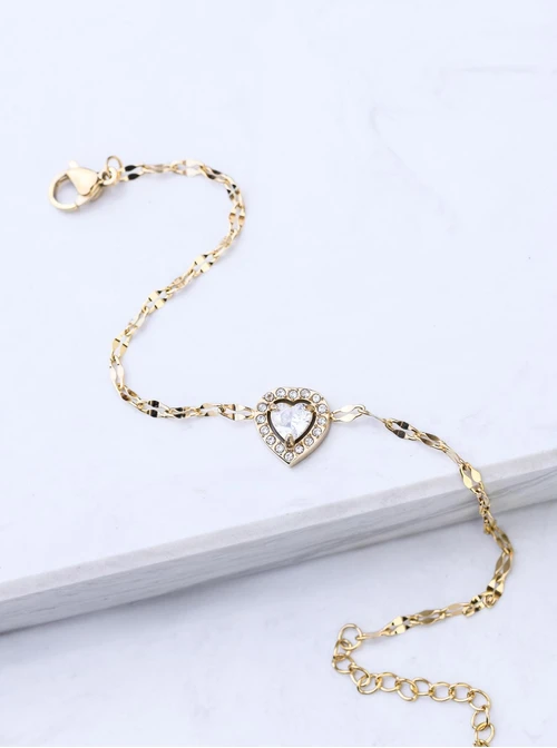 Bransoletka kryształowe serduszko, złoty S105022Z00