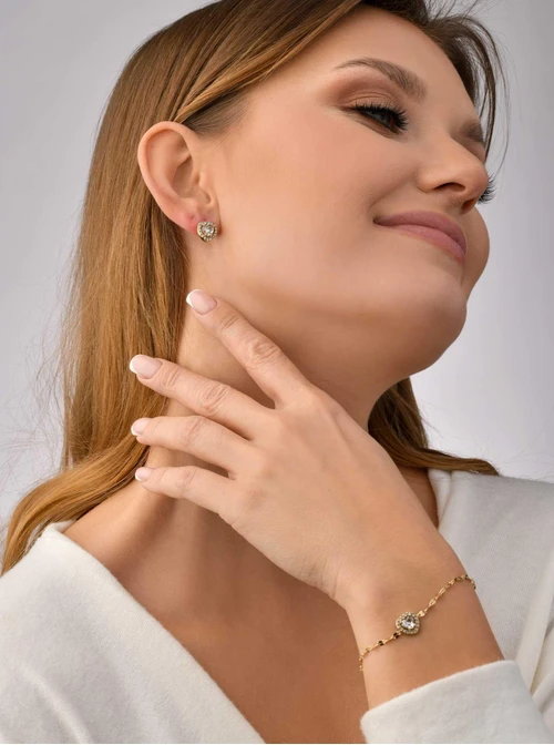 Bransoletka kryształowe serduszko, złoty S105022Z00