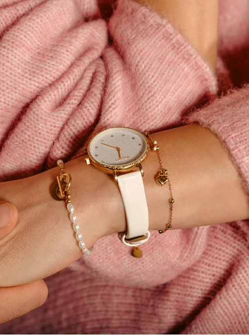 Bransoletka księżyc, perełki, złoty S105013Z02