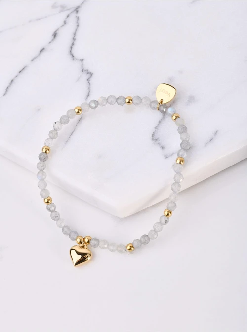 Bransoletka serce, Labradoryt, złoty S105197Z02