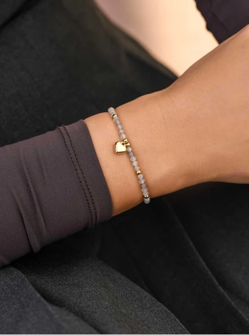 Bransoletka serce, Labradoryt, złoty S105197Z02