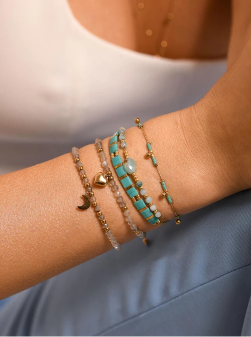 Bransoletka serce, Labradoryt, złoty S105197Z02