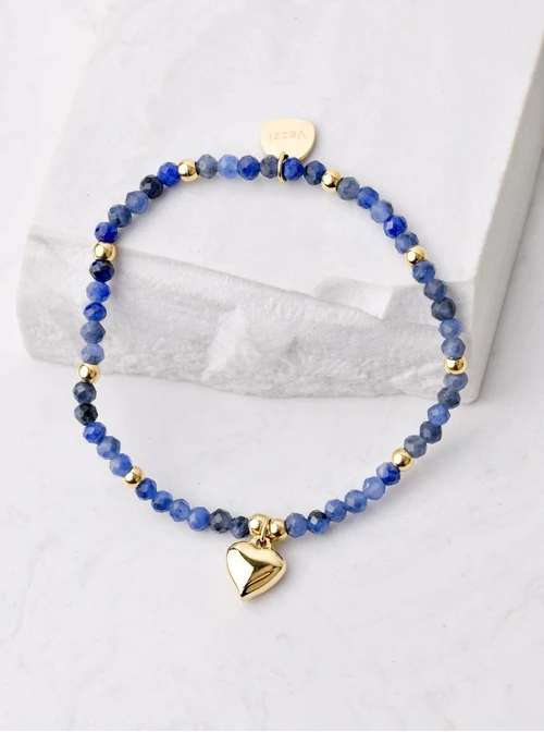 Bransoletka serce, Lapis Lazuli, złoty S105197Z04