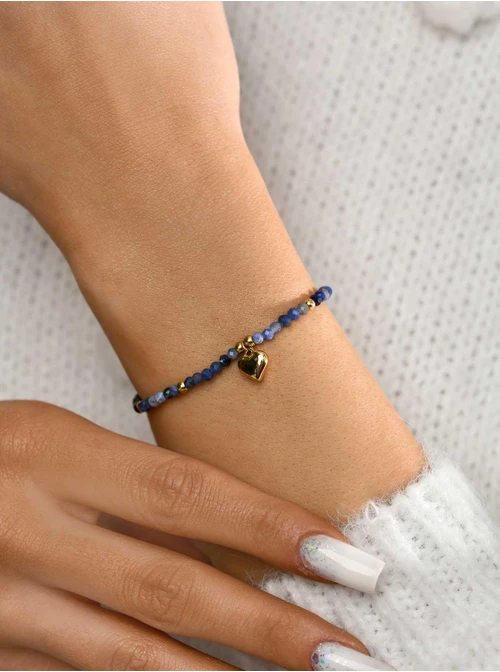 Bransoletka serce, Lapis Lazuli, złoty S105197Z04