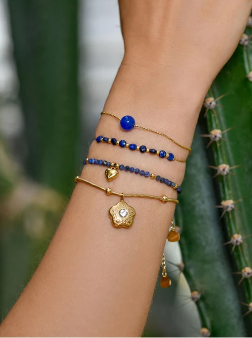 Bransoletka serce, Lapis Lazuli, złoty S105197Z04