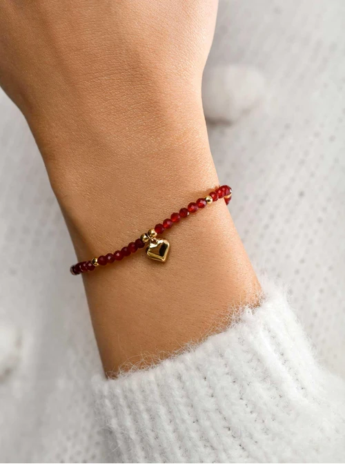 Bransoletka serce, Rubin, złoty S105197Z03