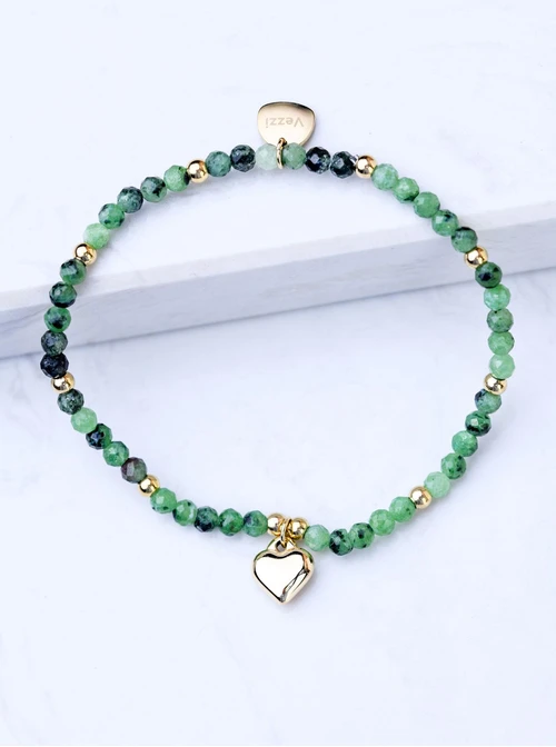 Bransoletka serce, Szmaragd, złoty S105197Z05