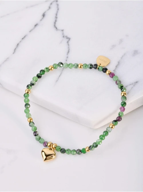 Bransoletka serce, Szmaragd, złoty S105197Z05