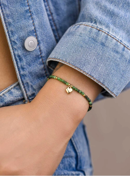 Bransoletka serce, Szmaragd, złoty S105197Z05