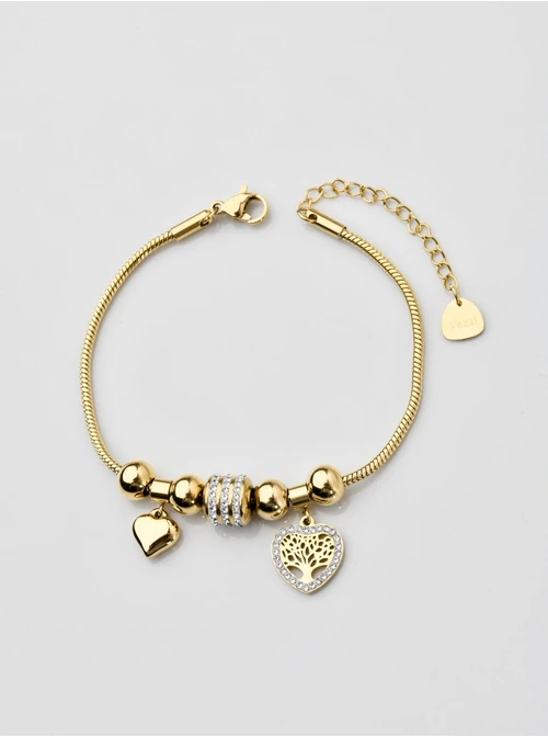 Bransoletka serduszka, kryształki, złoty S104858Z02