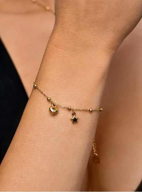 Bransoletka serduszko, gwiazdka, złoty S105062Z00