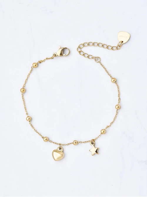 Bransoletka serduszko, gwiazdka, złoty S105062Z00