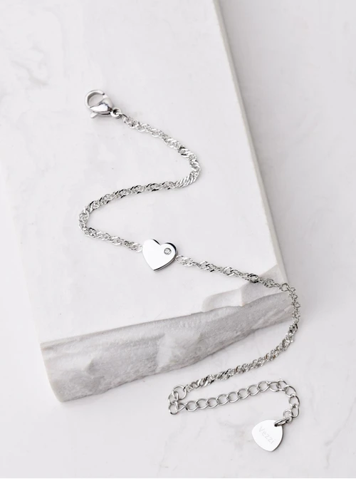 Bransoletka serduszko z kryształkiem, srebrny S104945S00