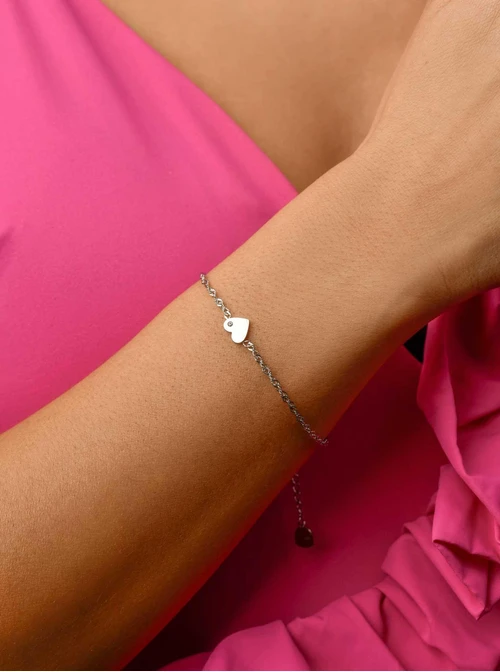 Bransoletka serduszko z kryształkiem, srebrny S104945S00