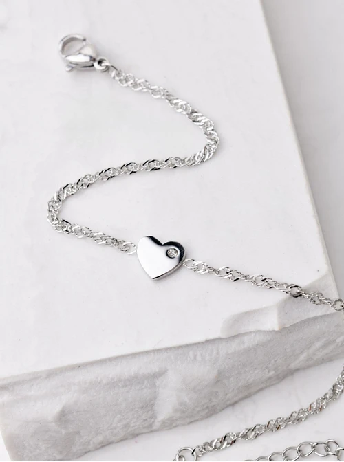 Bransoletka serduszko z kryształkiem, srebrny S104945S00