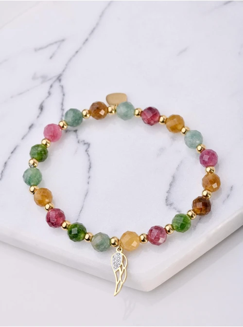 Bransoletka skrzydełko, Turmalin Kolorowy, złoty S105205Z07