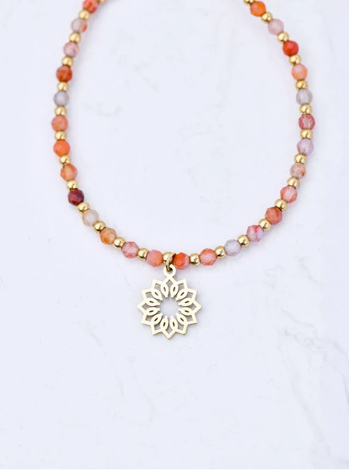 Choker Rozeta Vezzi, Agat Czerwony, złoty S304494Z00