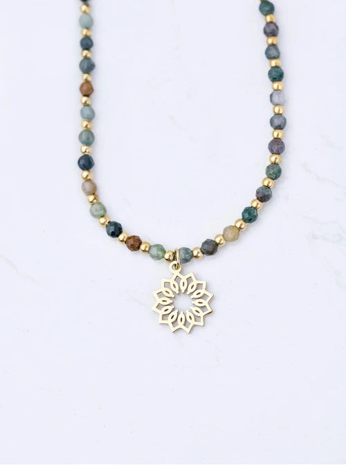 Choker Rozeta Vezzi, Agat Indyjski, złoty S304498Z00