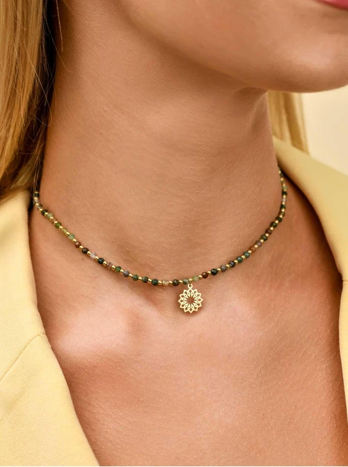 Choker Rozeta Vezzi, Agat Indyjski, złoty S304498Z00
