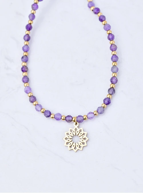 Choker Rozeta Vezzi, Ametyst, złoty S304496Z00