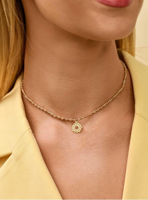 Choker Rozeta Vezzi, Kamień Słońca, złoty S304508Z00