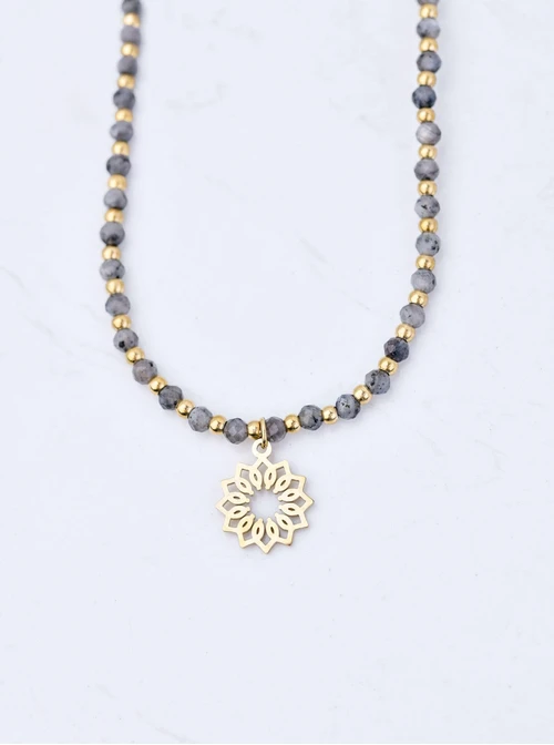 Choker Rozeta Vezzi, Labradoryt Czarny, złoty S304497Z00