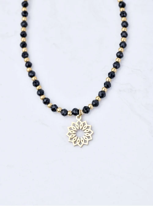 Choker Rozeta Vezzi, Obsydian, czarny, złoty S304504Z00