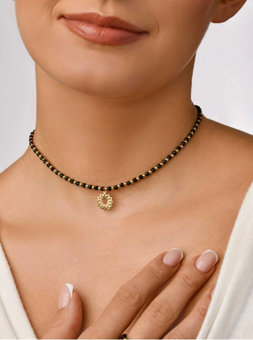 Choker Rozeta Vezzi, Obsydian, czarny, złoty S304504Z00