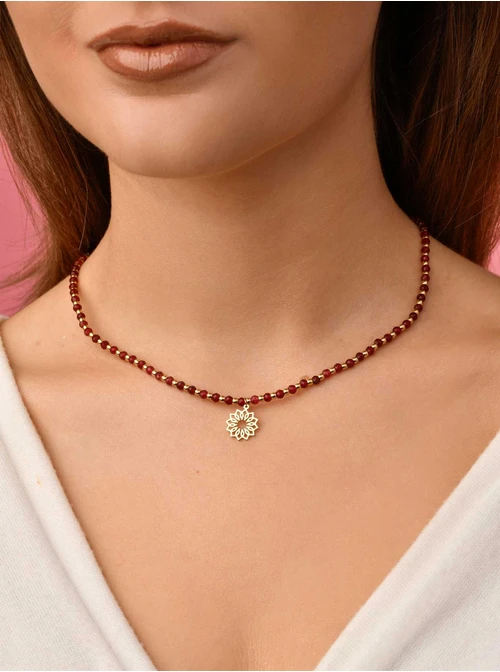 Choker Rozeta Vezzi, Rubin, czerwony, złoty S304505Z00