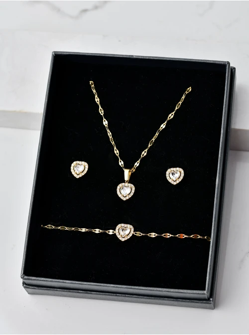 [Zestaw] Naszyjnik kryształowe serce, złoty S305021Z00