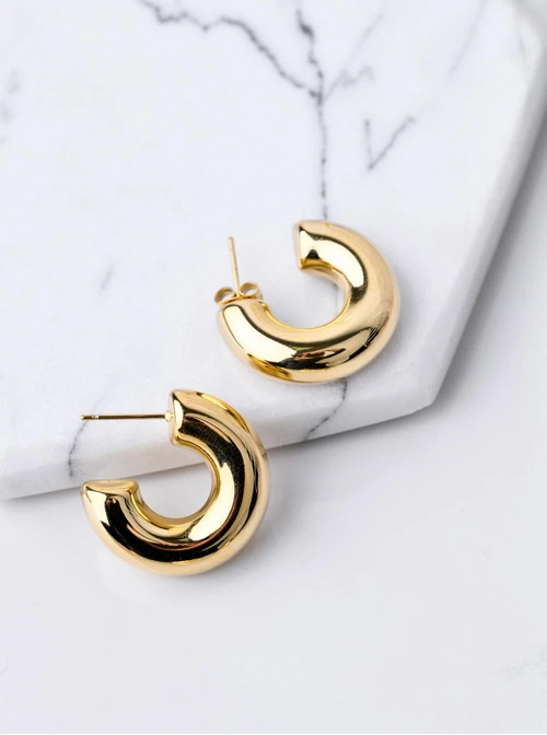 Kolczyki dmuchane kółka, złoty S205135Z00