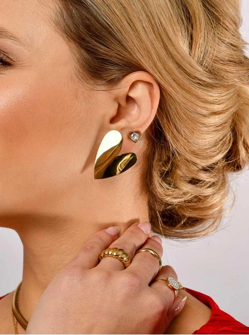 Kolczyki duże serca, złoty S205113Z00