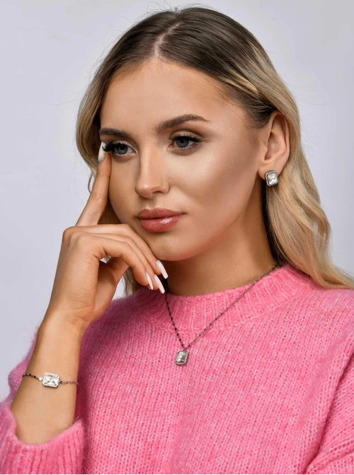 Kolczyki duży kryształ, srebrny S205020S00