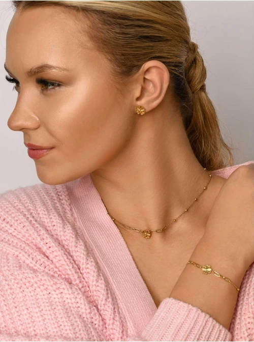 Kolczyki frezowane koniczyny, złoty S205041Z00