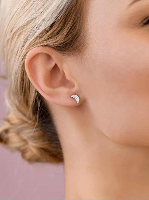 Kolczyki księżyce z kryształkami, srebrny S205142S00