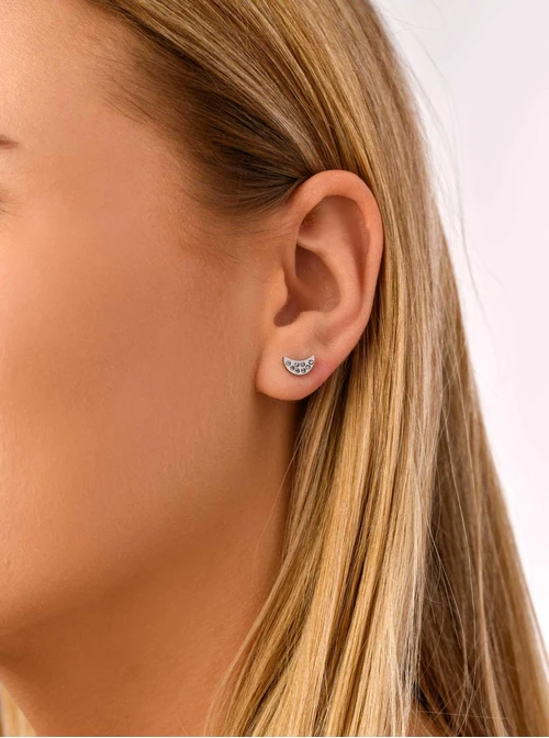 Kolczyki księżyce z kryształkami, srebrny S205142S00