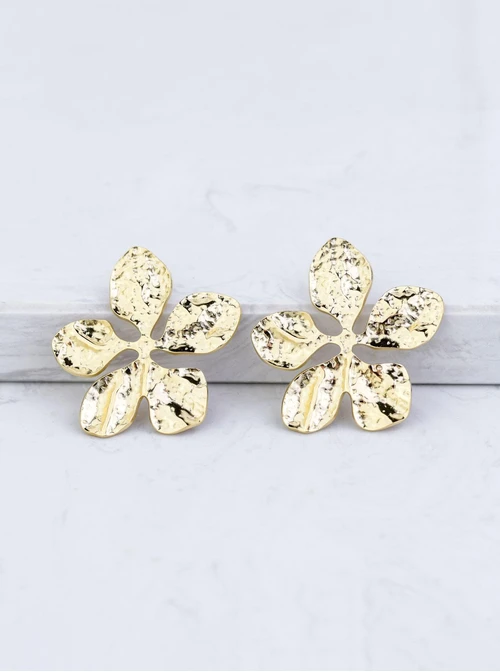 Kolczyki młotkowane Kwiaty, złoty S205110Z00