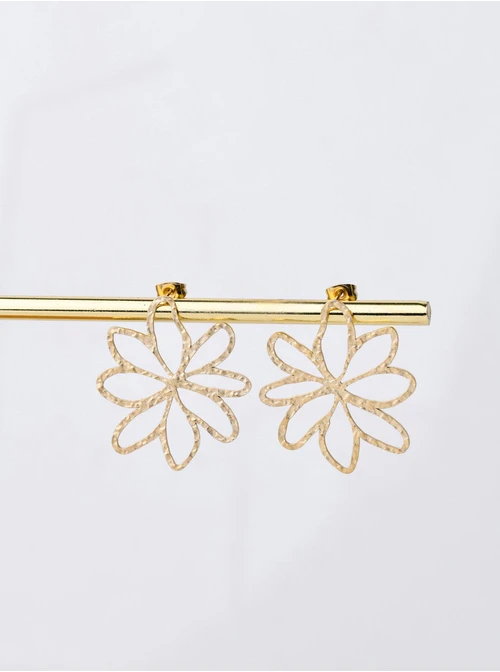 Kolczyki młotkowane kwiaty, złoty S205108Z00