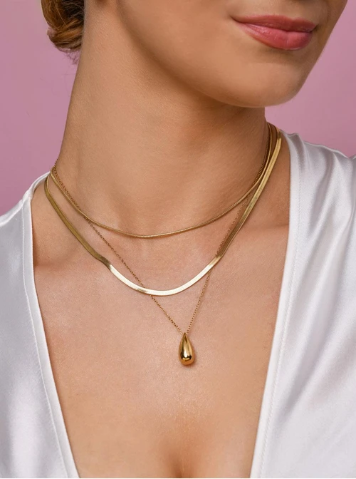 Naszyjnik dmuchana kropla, łezka, złoty S305009Z00