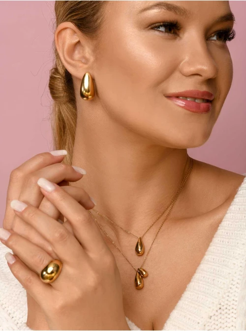 Naszyjnik dmuchana kropla, łezka, złoty S305009Z00