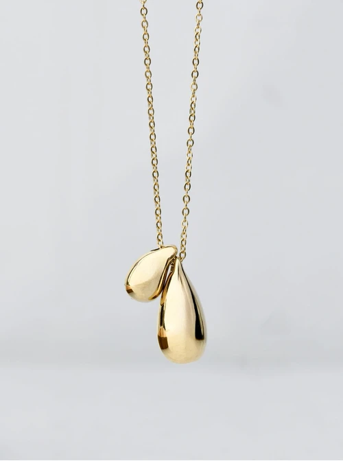 Naszyjnik dmuchane, krople, łezki, złoty S305008Z00