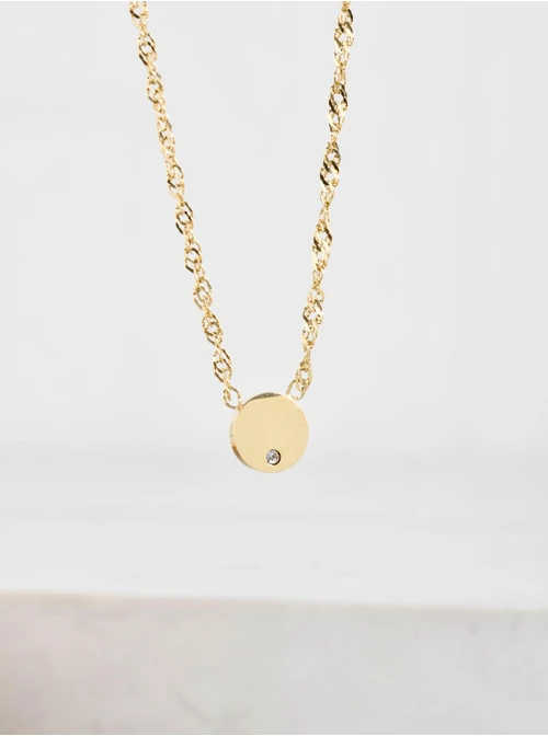 Naszyjnik kółeczko z kryształkiem, złoty S304950Z00